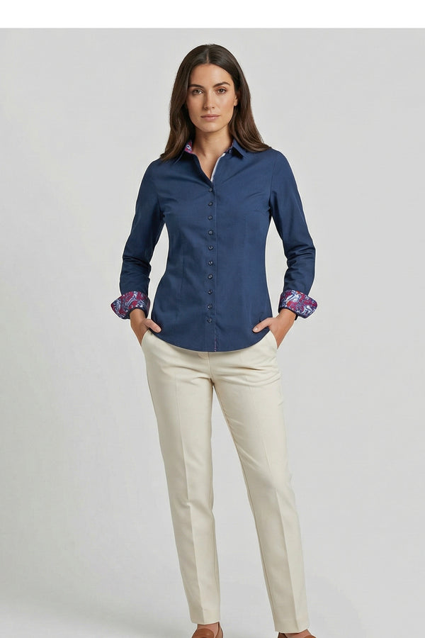 Beatrice Sport Poplin Stretch Women Shirt Blue