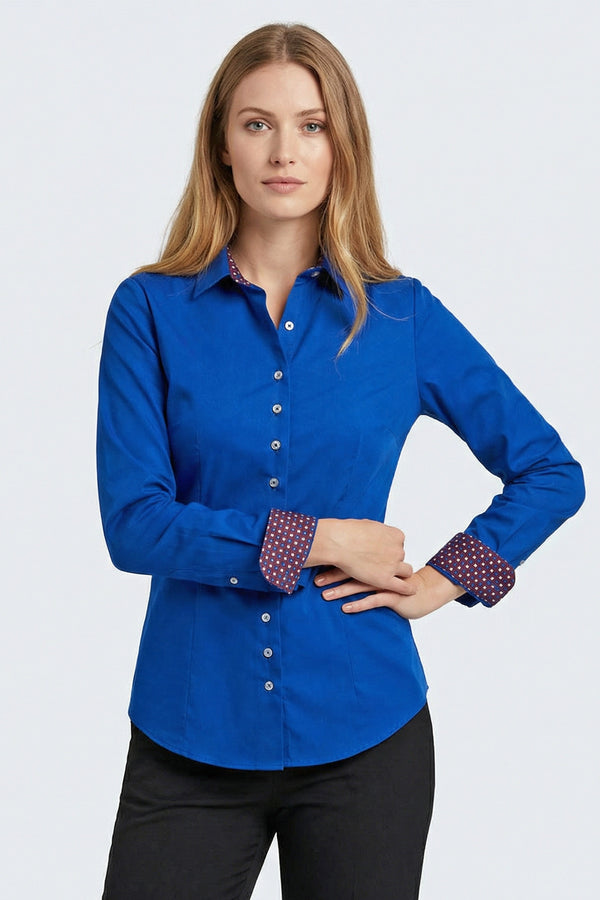 Beatrice Sport Poplin Stretch Women Shirt Navy Blue