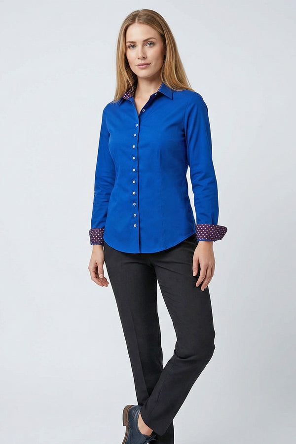 Beatrice Sport Poplin Stretch Women Shirt Navy Blue