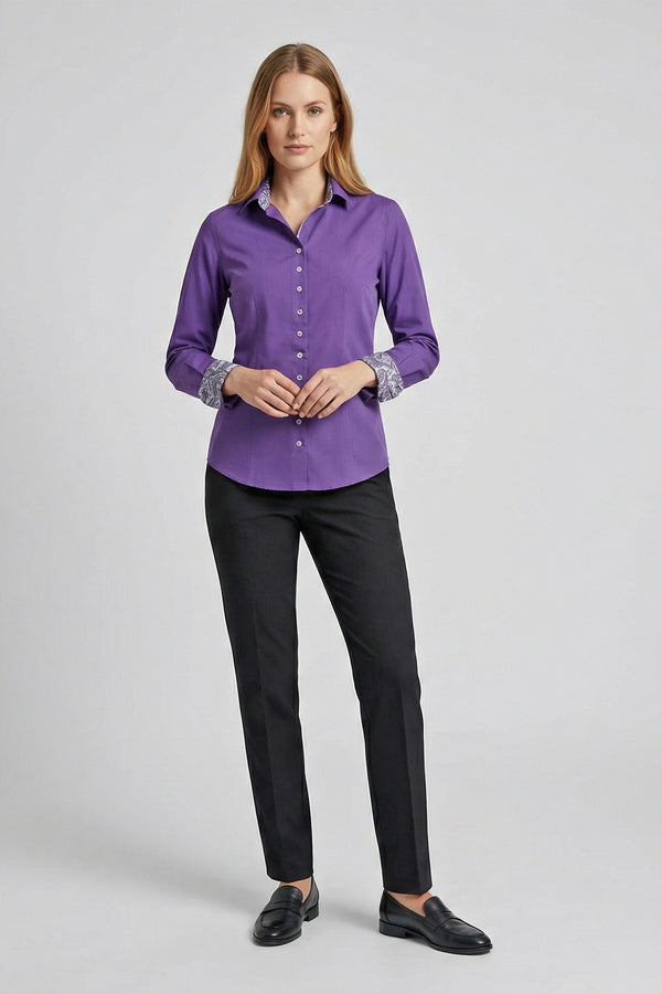 Beatrice Sport Poplin Stretch Women Shirt Purple