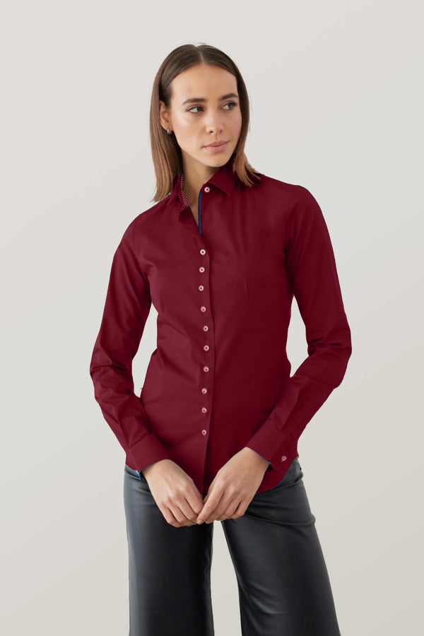 Camicia Donna Beatrice Sport Popelin Stretch Rosso