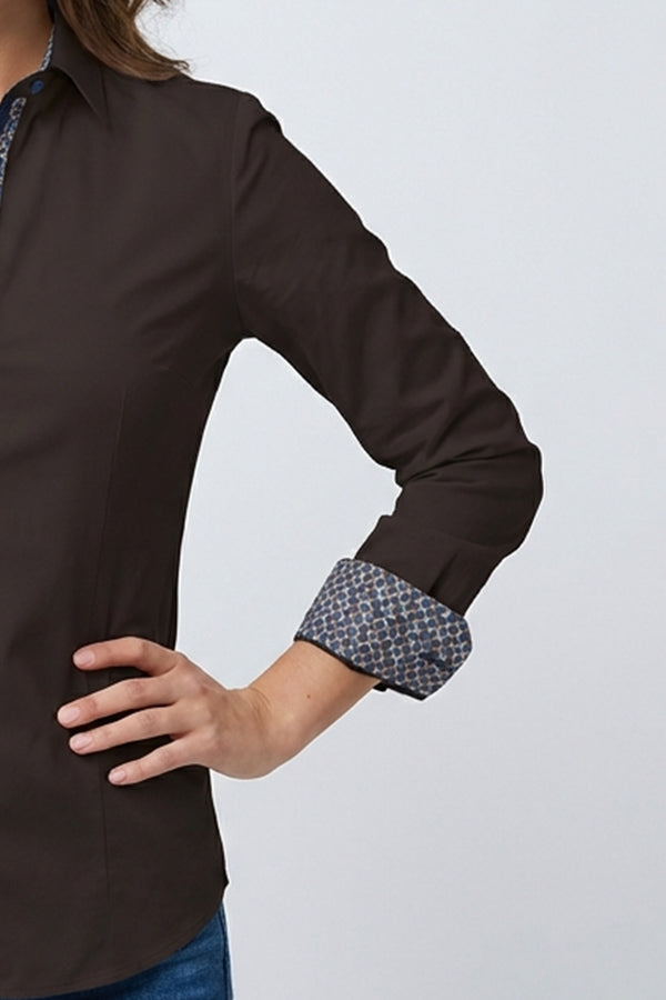 Beatrice Sport Poplin Stretch Women Shirt Brown