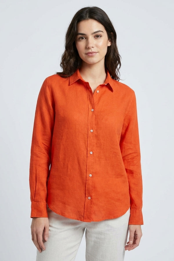 Camisa Mujer Beatrice Sport Lino Naranja