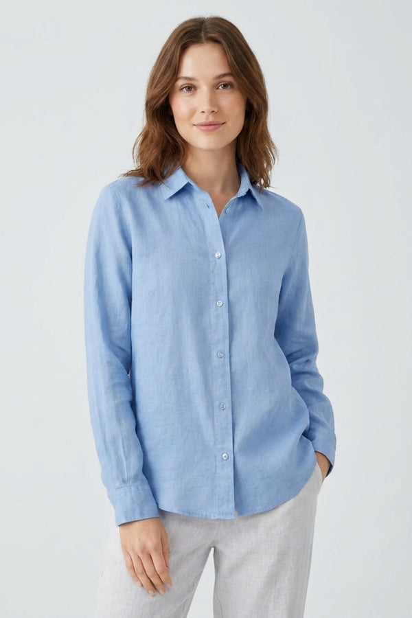 Camisa Mujer Beatrice Sport Lino Azul Claro