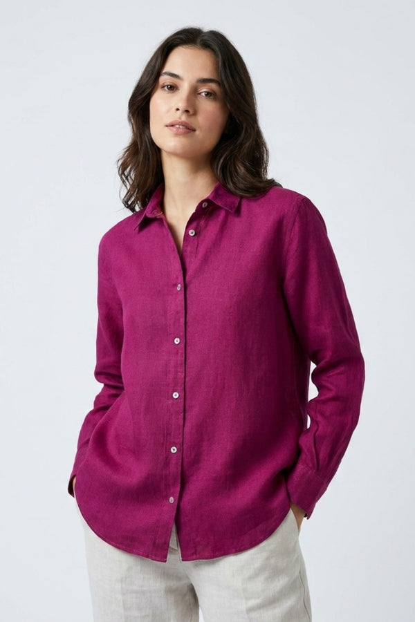 Camisa Mujer Beatrice Sport Lino Morado