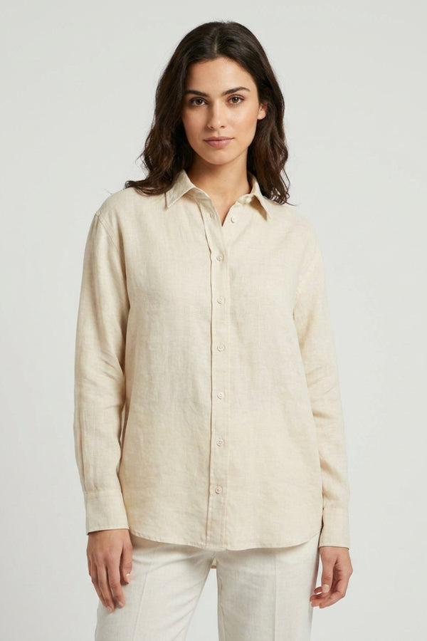 Beatrice Sport Damen Hemd Leinen Beige