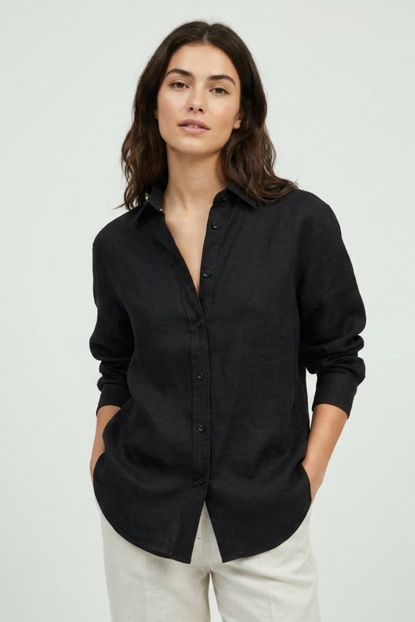 Camicia Donna Beatrice Sport Lino Nero