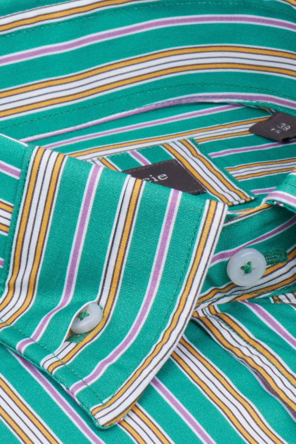 Poplin Man Shirt Green Yellow