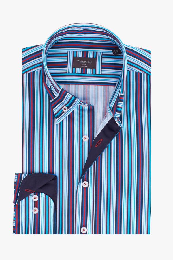 Camisa Hombre Popelin Azul Azul Claro