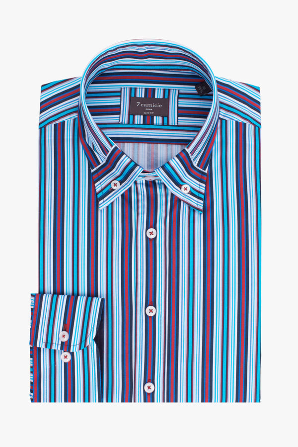 Camisa Hombre Popelin Azul Azul Claro