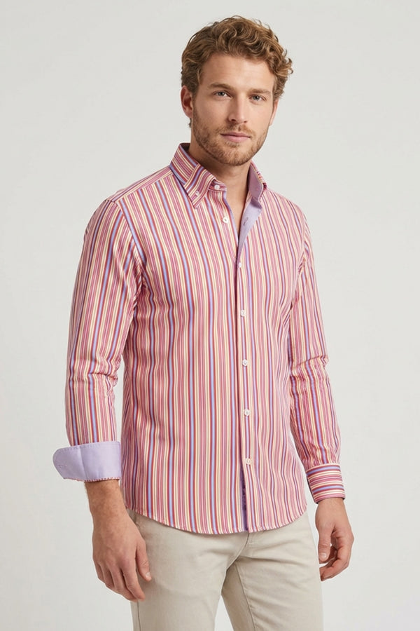 Herren Hemd Popelin Rosa Lila