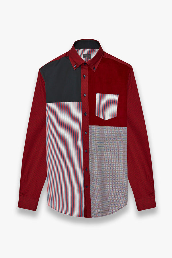 Camicia Uomo Sport Velluto Rosso