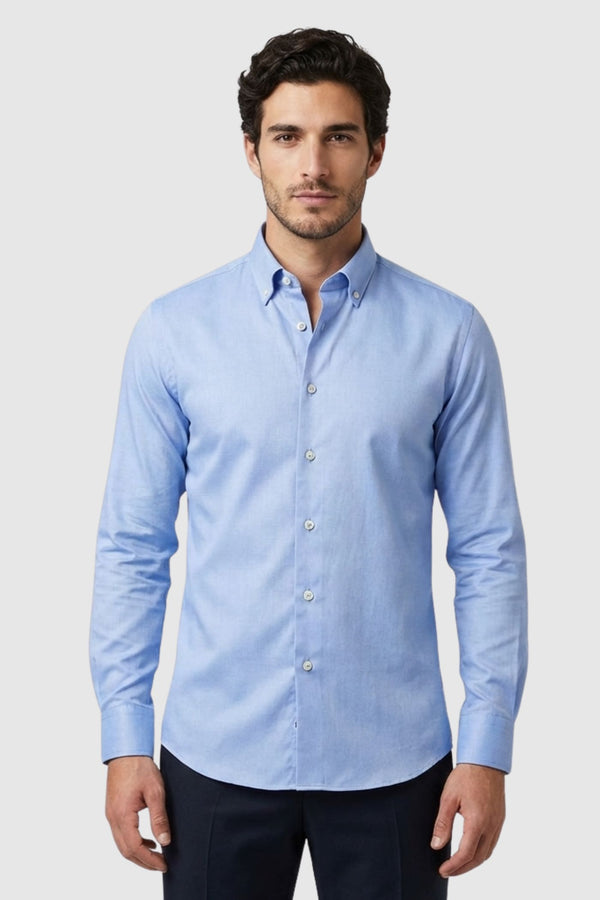 Camicia Uomo Cesare Essential Oxford No Iron Celeste No Stiro