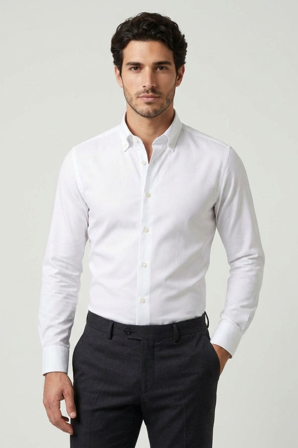Camicia Uomo Cesare Essential Popelin Bianco No Stiro