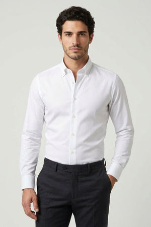 Cesare Business Poplin Man Shirt White Non Iron