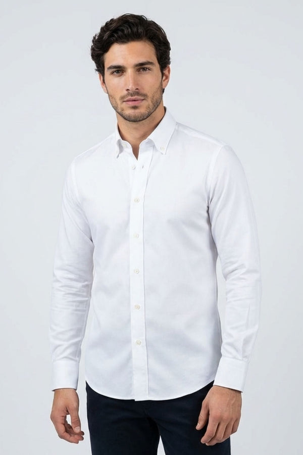 Camicia Uomo Cesare Essential Popelin Bianco No Stiro