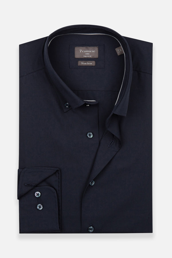 Camicia Uomo Cesare Essential Popelin Blu No Stiro