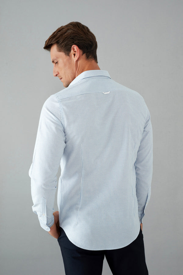 Tiziano Poplin Man Shirt Blue White