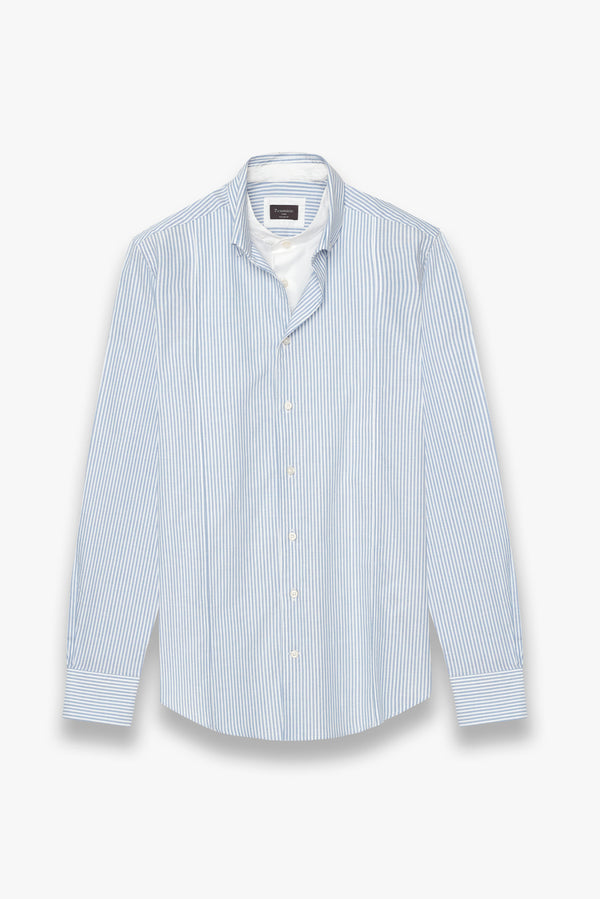 Tiziano Poplin Man Shirt Blue White