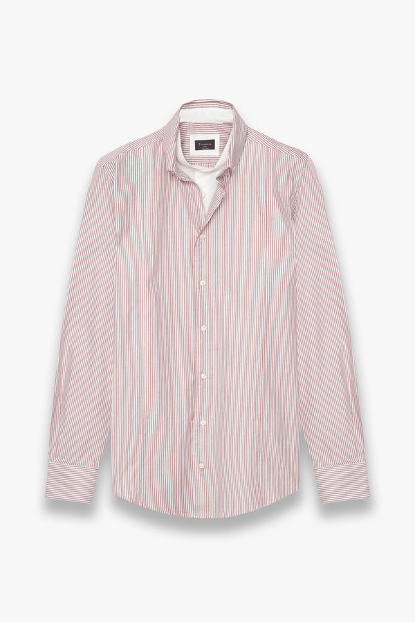 Camicia Uomo Tiziano Essential Popelin Stretch Rosa Bianco