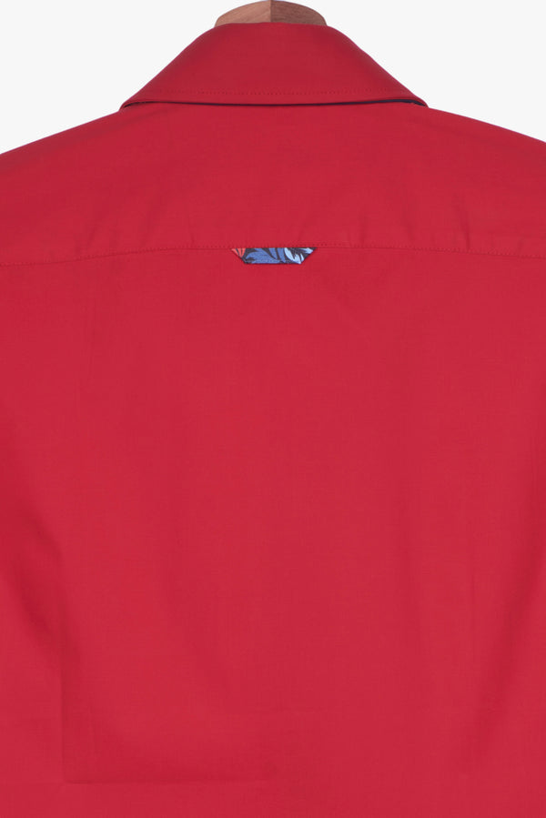 Bernini Iconic Poplin Stretch Man Shirt Short Sleeve Red