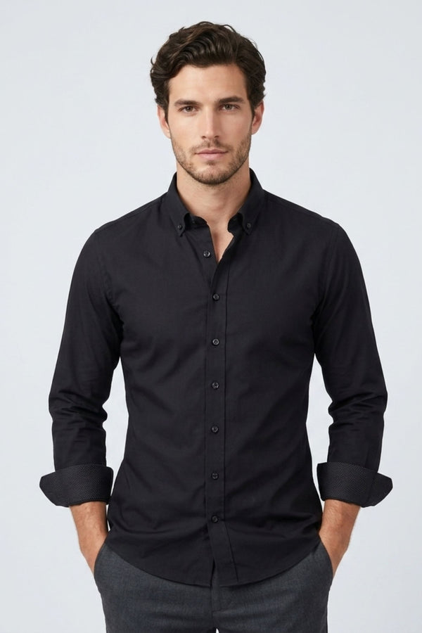 Leonardo Sport Poplin Stretch Man Shirt Black