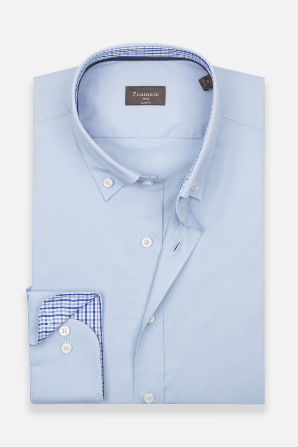 Camicia Uomo Leonardo Sport Popelin Stretch Celeste