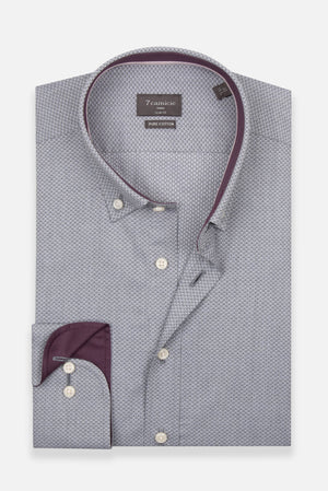 Camisa Hombre Leonardo Sport Jacquard Gris Blanco