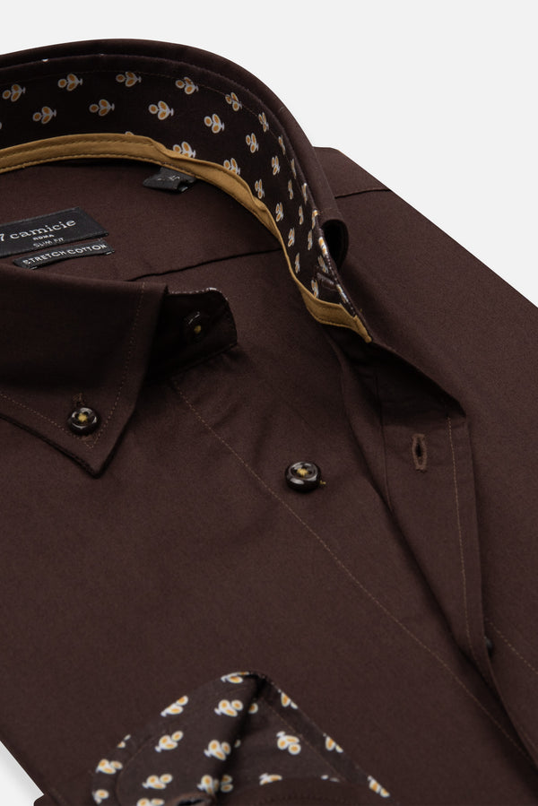 Leonardo Sport Poplin Stretch Man Shirt Brown