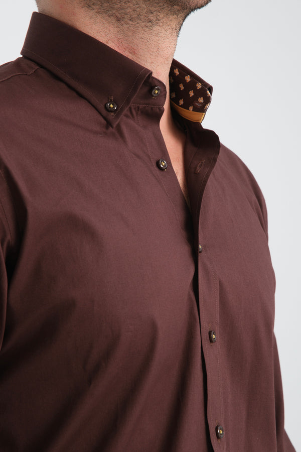 Leonardo Sport Poplin Stretch Man Shirt Brown