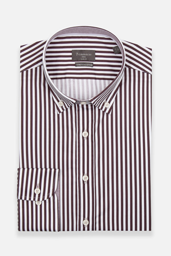 Camicia Uomo Leonardo Sport Popelin Stretch Bianco Rosso