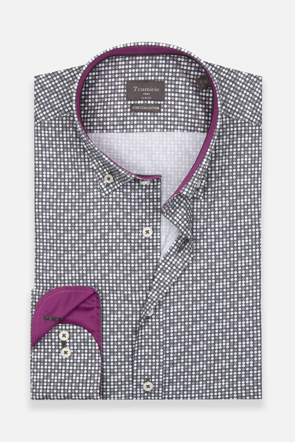 Camicia Uomo Leonardo Sport Popelin Stretch Grigio Grigio Chiaro