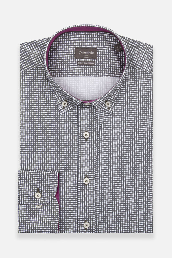 Camicia Uomo Leonardo Sport Popelin Stretch Grigio Grigio Chiaro