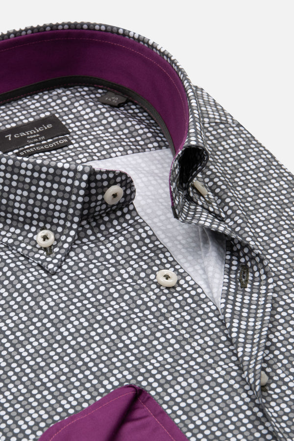 Camicia Uomo Leonardo Sport Popelin Stretch Grigio Grigio Chiaro