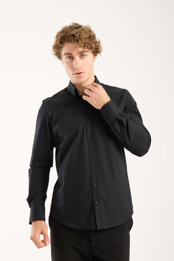 Chemise Homme Leonardo Sport Popelin Stretch Noir