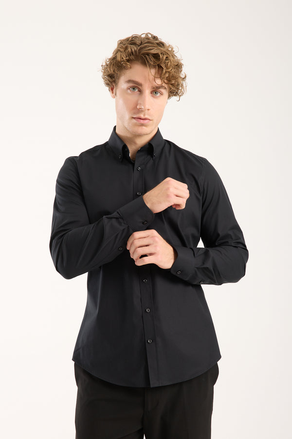 Chemise Homme Leonardo Sport Popelin Stretch Noir