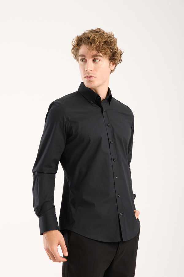 Chemise Homme Leonardo Sport Popelin Stretch Noir