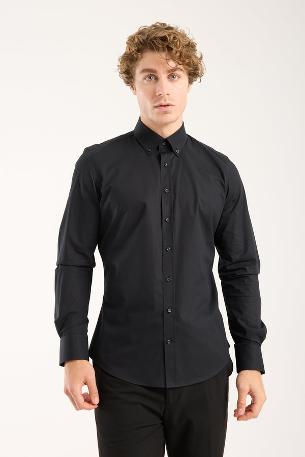 Chemise Homme Leonardo Sport Popelin Stretch Noir