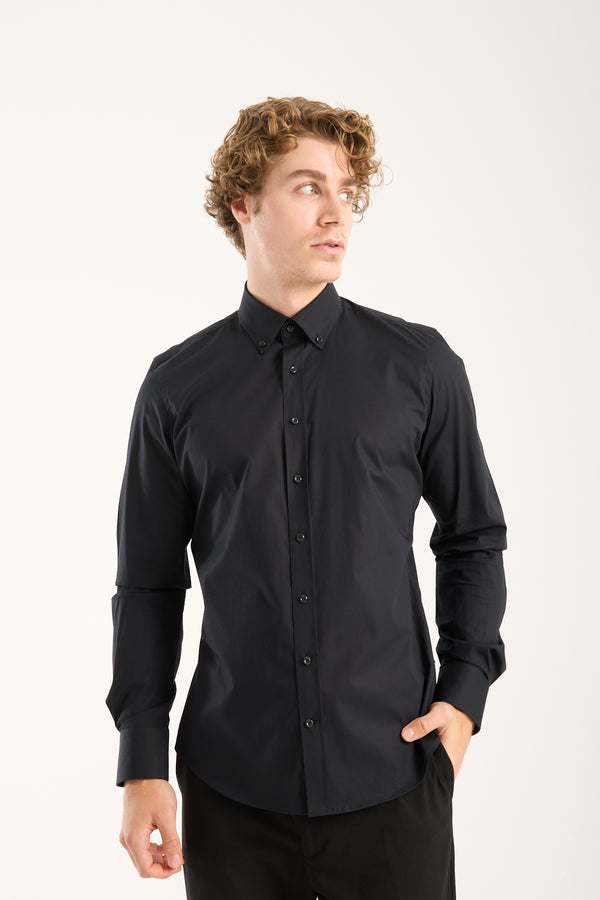Chemise Homme Leonardo Sport Popelin Stretch Noir