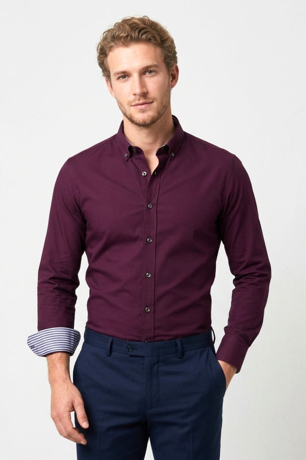 Leonardo Sport Herren Hemd Baumwolle Violett