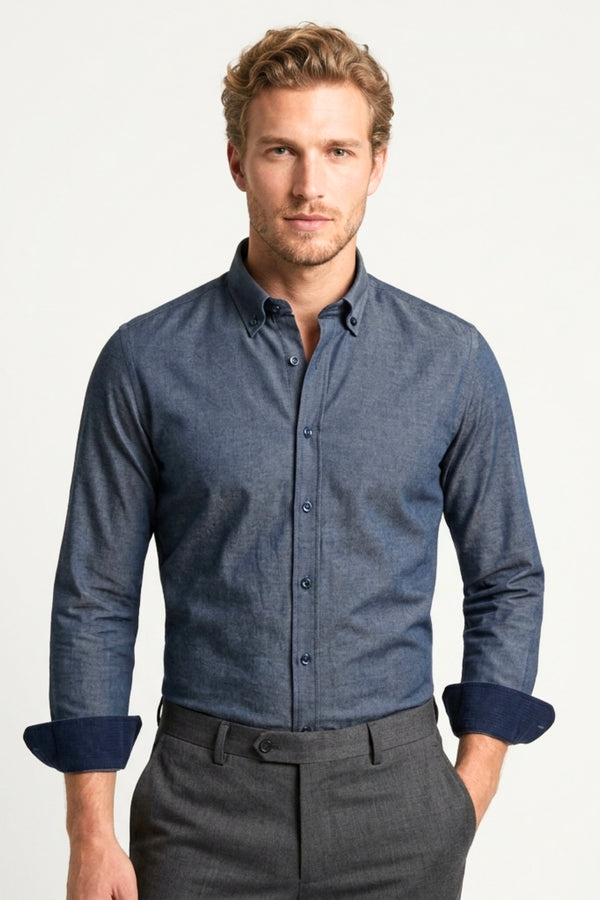 Leonardo Sport Herren Hemd Denim Blau