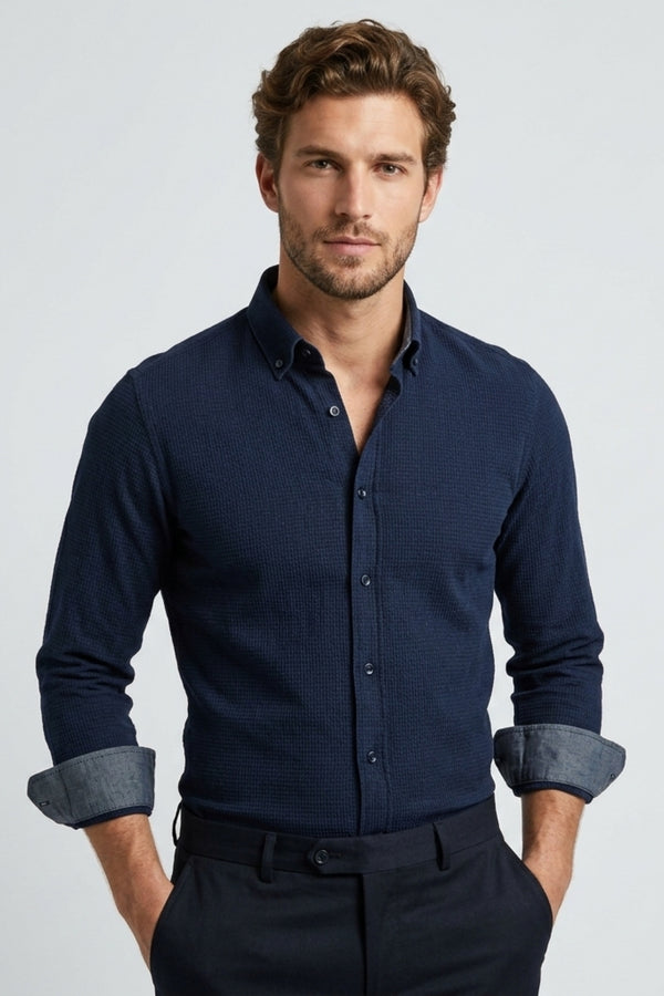 Leonardo Sport Herren Hemd Denim Blau