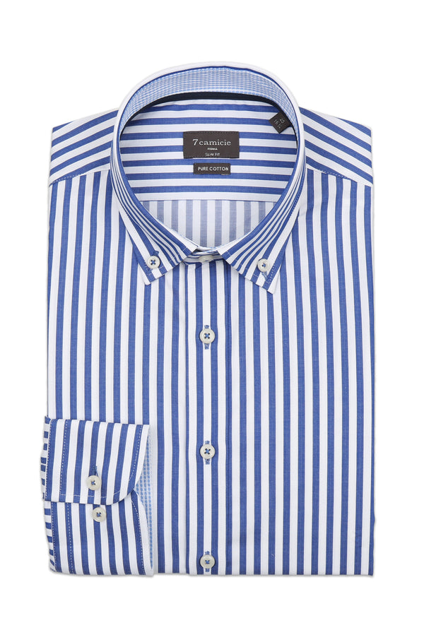 Leonardo Sport Herren Hemd Popelin Weiss Blau