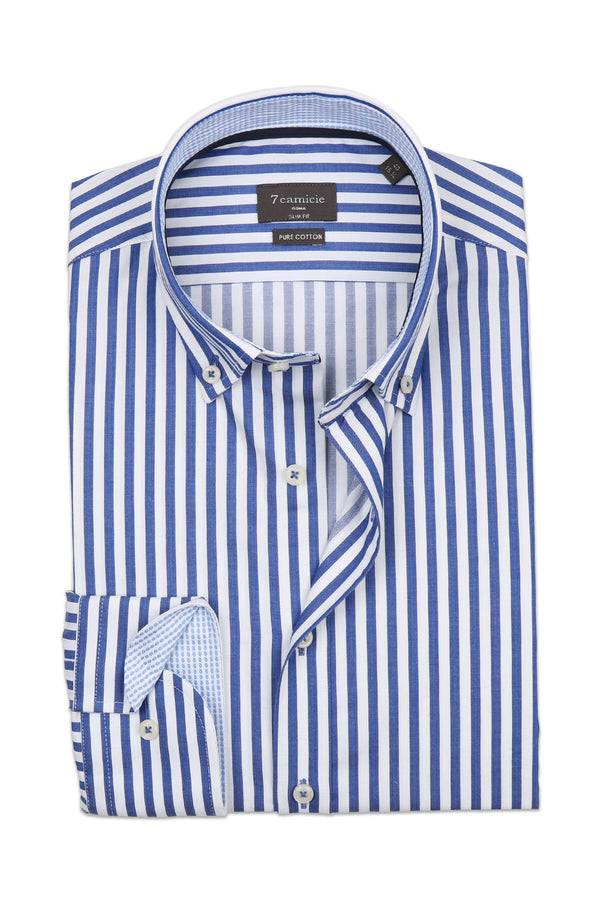 Leonardo Sport Herren Hemd Popelin Weiss Blau