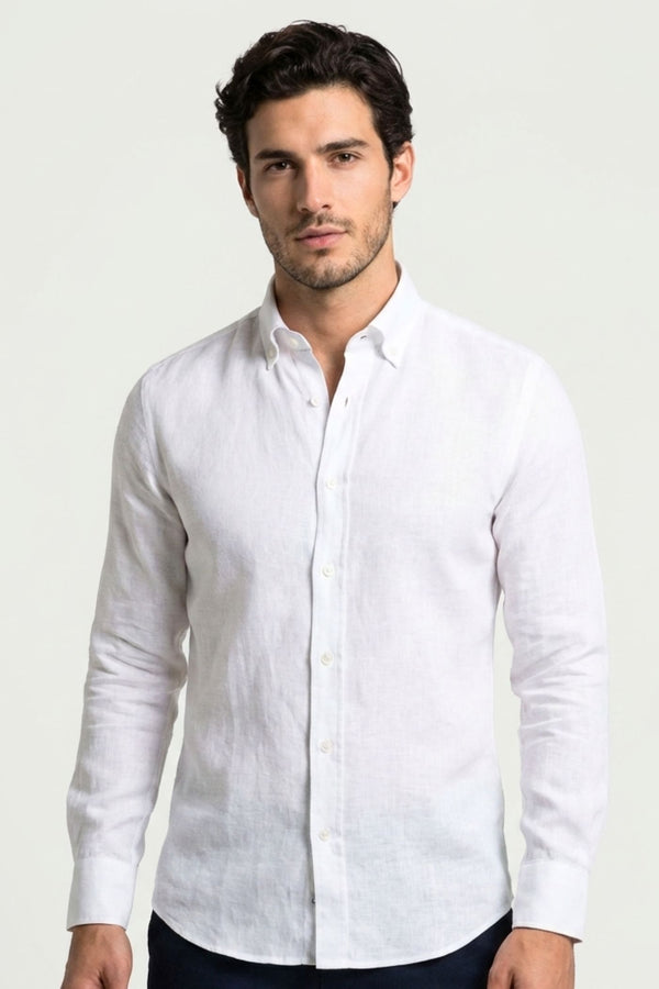 Camisa Hombre Leonardo Essential Lino Blanco