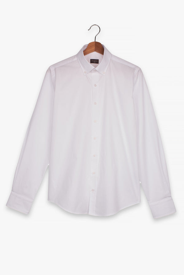 Camicia Uomo Leonardo Popelin Stretch Bianco