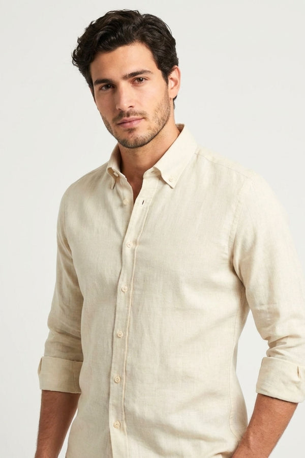 Leonardo Essentials Linen Man Shirt Beige