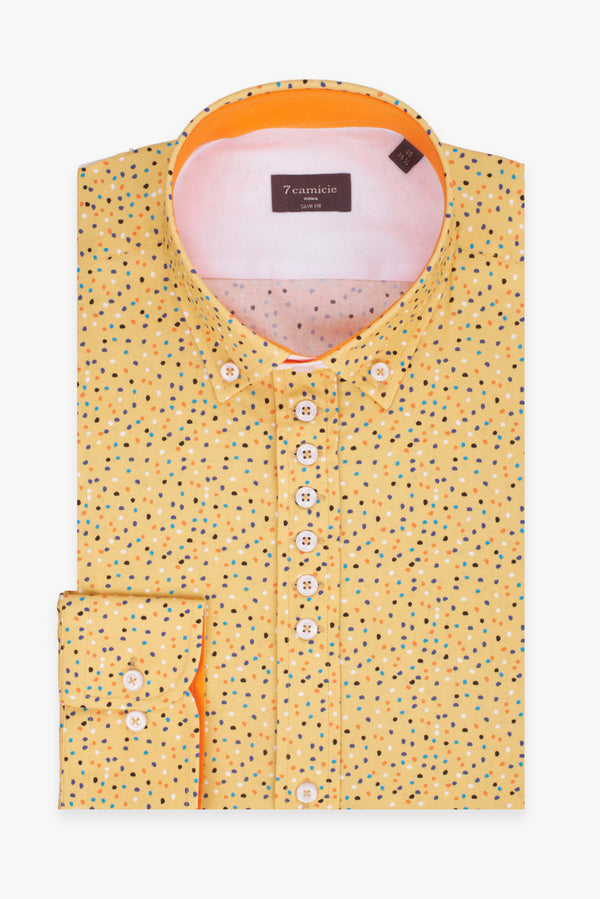 Camisa Hombre Donatello Iconic Popelin Amarillo Azul