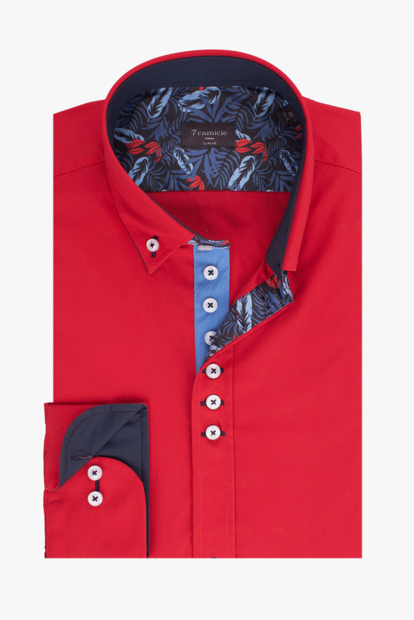 Donatello Iconic Poplin Stretch Man Shirt Red