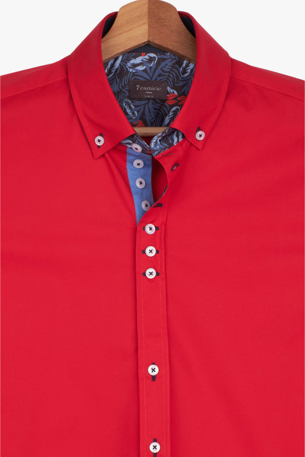 Donatello Iconic Poplin Stretch Man Shirt Red